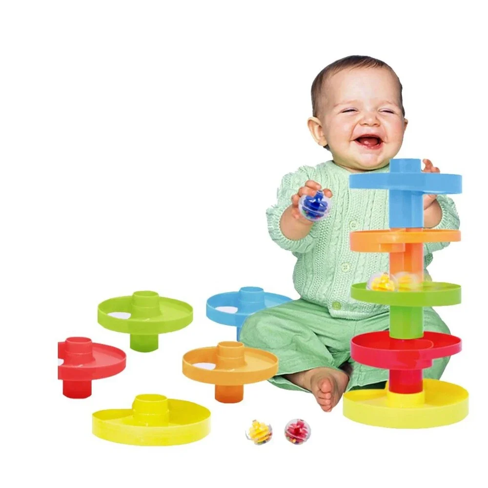 NEW Rainbow Educational Double Ball Run Drop Toy 2 Towers Toddler Swirl Ball 9M+ - Picture 5 of 7